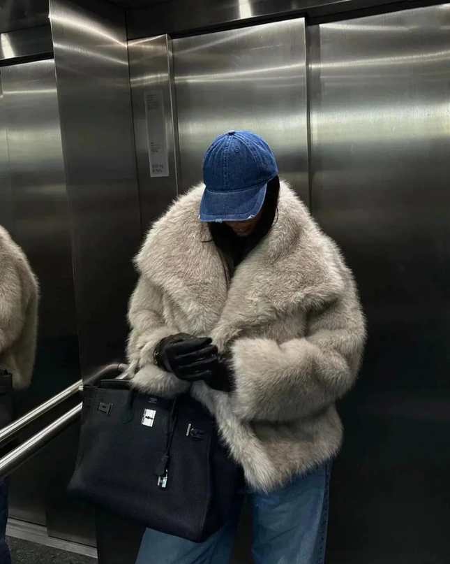 Dua | Trendy Faux Fur Jacket – Lapel Coat