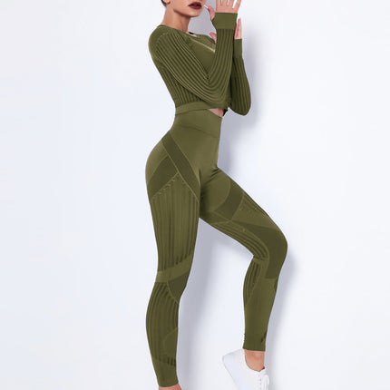 Aether | Women’s Long Sleeve Top – Sculpted Seamless Fit - Army Green