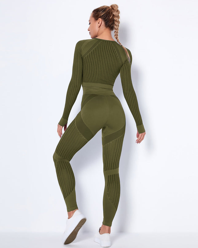 Aether | Women’s Long Sleeve Top – Sculpted Seamless Fit - Army Green