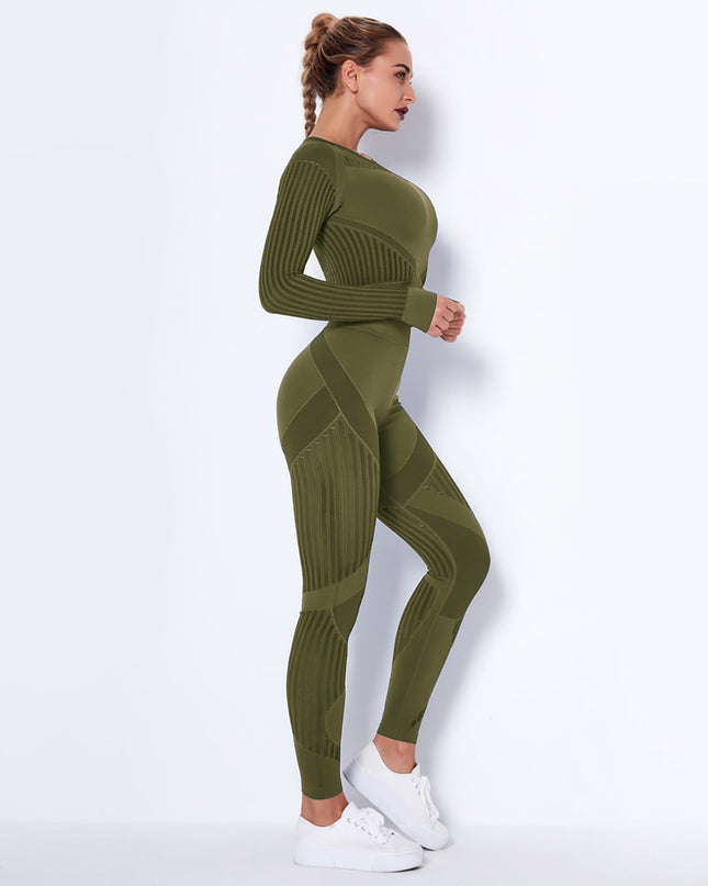 Aether | Women’s Long Sleeve Top – Sculpted Seamless Fit - Army Green