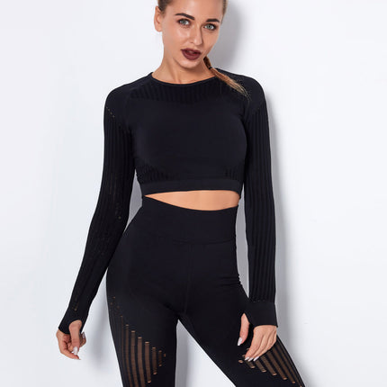Aether | Women’s Long Sleeve Top – Sculpted Seamless Fit - Black