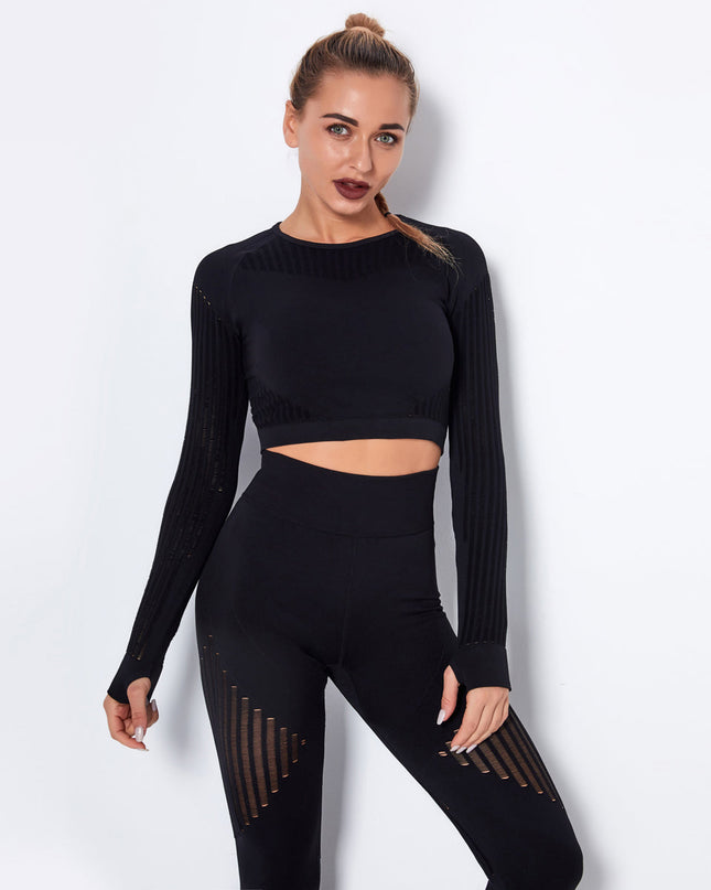 Aether | Women’s Long Sleeve Top – Sculpted Seamless Fit - Black