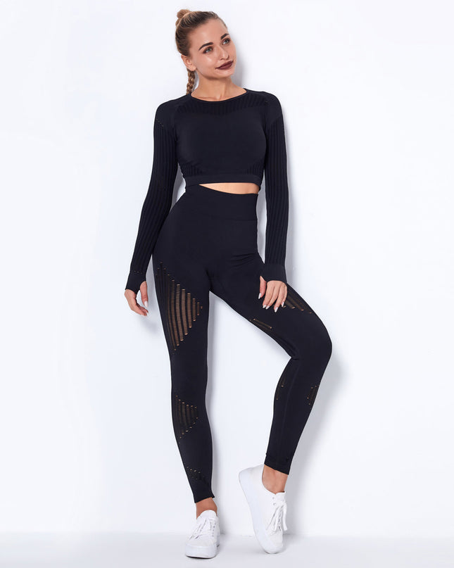 Aether | Women’s Long Sleeve Top – Sculpted Seamless Fit - Black