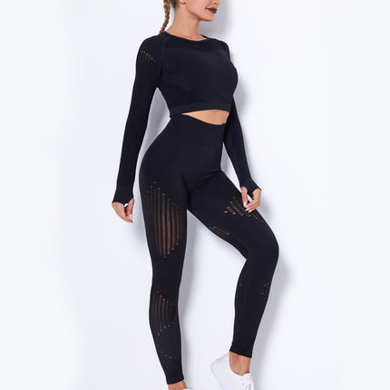 Aether | Women’s Long Sleeve Top – Sculpted Seamless Fit - Black