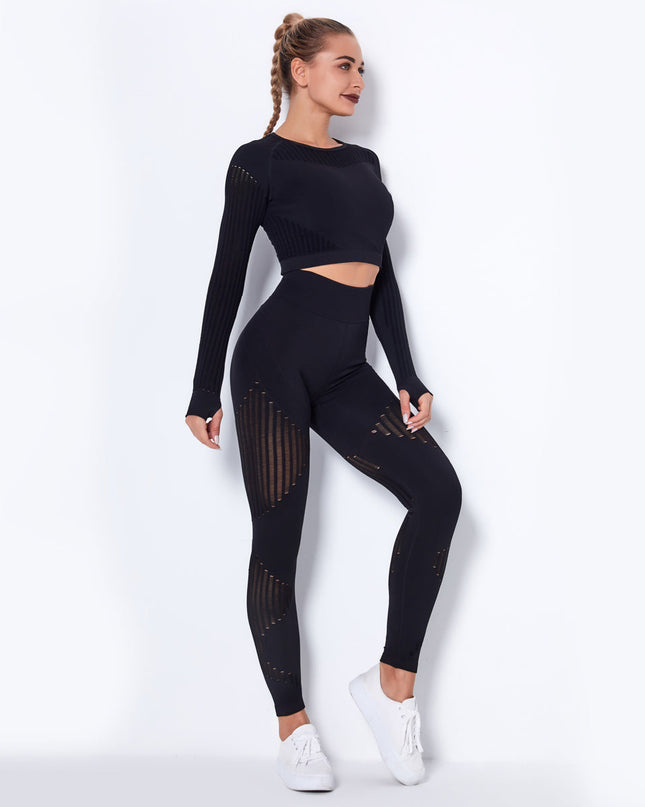Aether | Women’s Long Sleeve Top – Sculpted Seamless Fit - Black