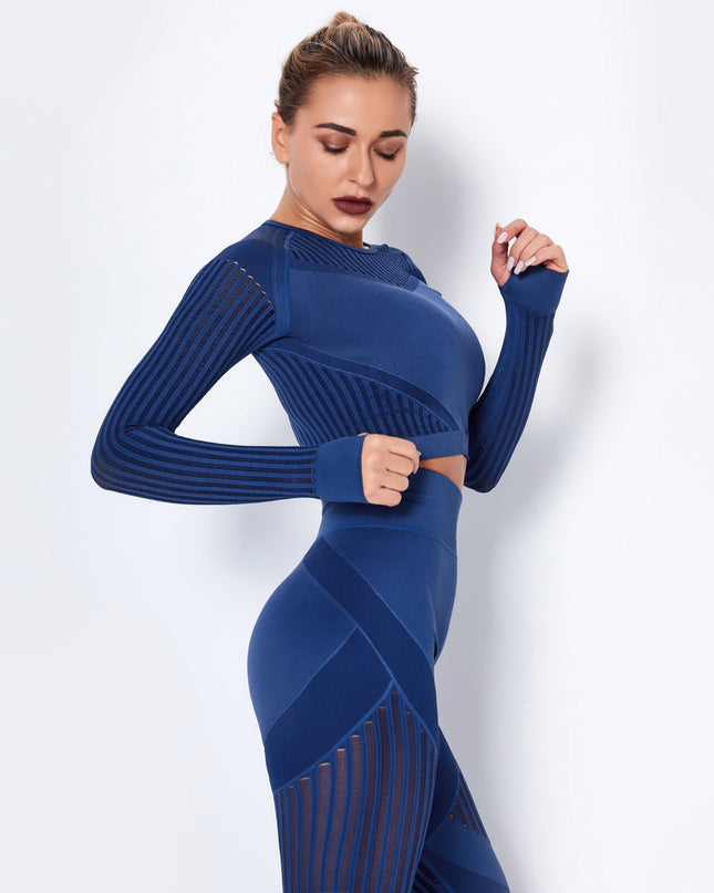 Aether | Women’s Long Sleeve Top – Sculpted Seamless Fit - Blue