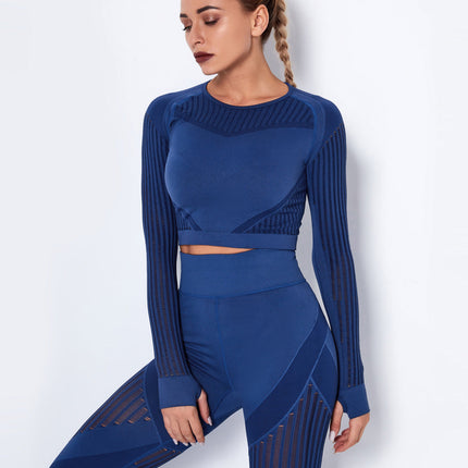 Aether | Women’s Long Sleeve Top – Sculpted Seamless Fit - Blue