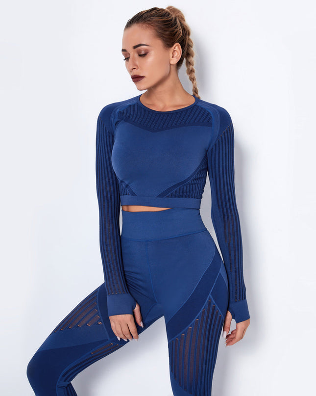 Aether | Women’s Long Sleeve Top – Sculpted Seamless Fit - Blue