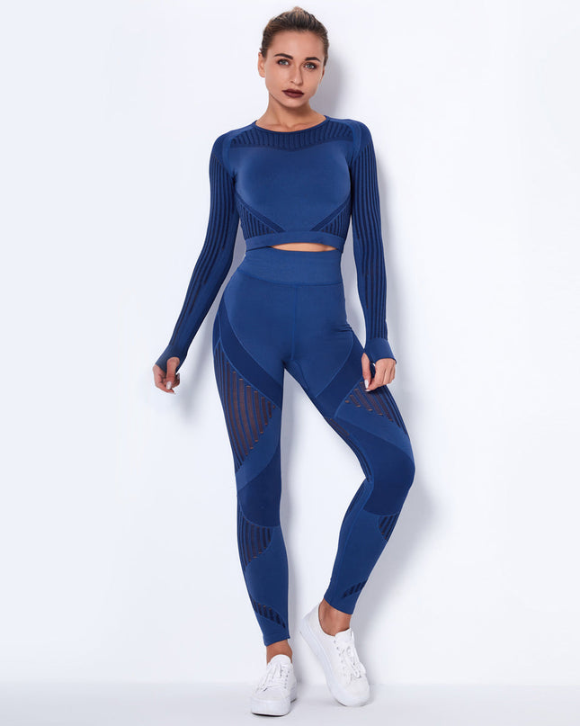 Aether | Women’s Long Sleeve Top – Sculpted Seamless Fit - Blue