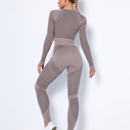 Aether | Women’s Long Sleeve Top – Sculpted Seamless Fit - Brown