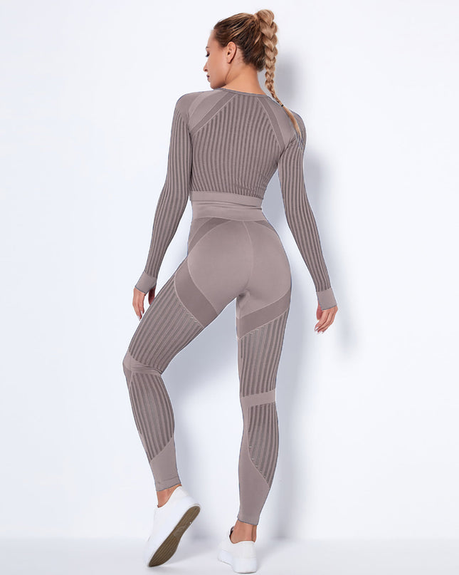 Aether | Women’s Long Sleeve Top – Sculpted Seamless Fit - Brown