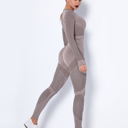 Aether | Women’s Long Sleeve Top – Sculpted Seamless Fit - Brown