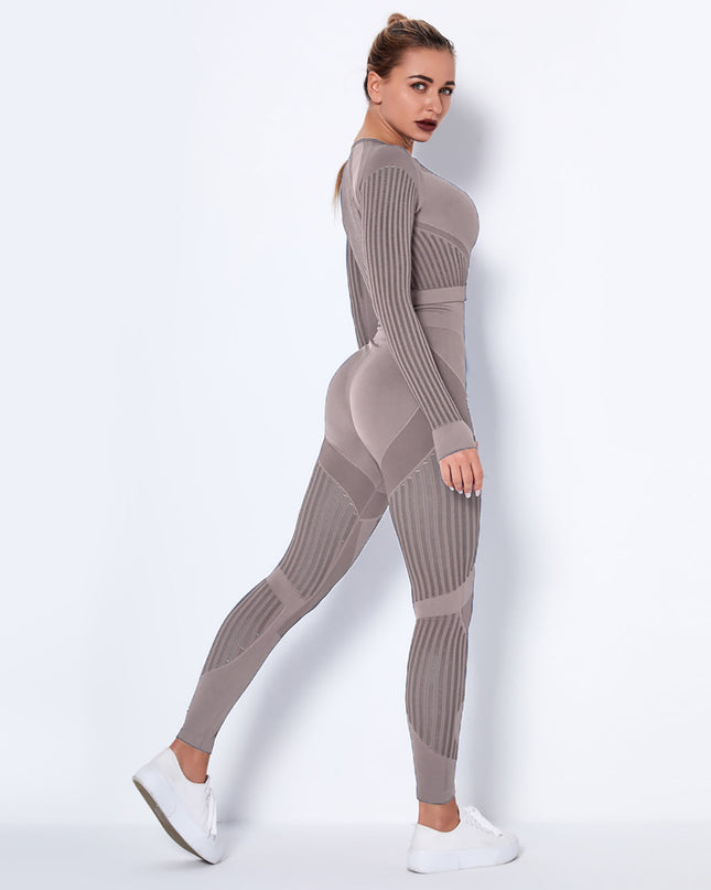 Aether | Women’s Long Sleeve Top – Sculpted Seamless Fit - Brown