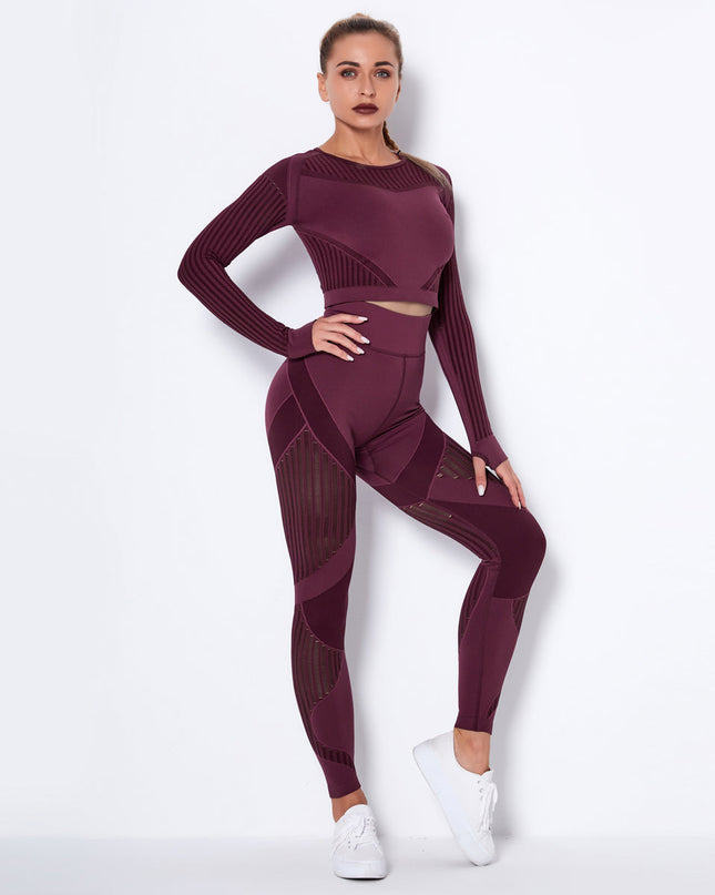 Aether | Women’s Long Sleeve Top – Sculpted Seamless Fit - Burgundy