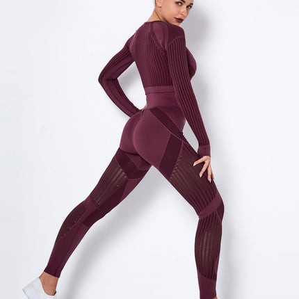 Aether | Women’s Long Sleeve Top – Sculpted Seamless Fit - Burgundy