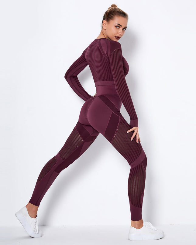 Aether | Women’s Long Sleeve Top – Sculpted Seamless Fit - Burgundy