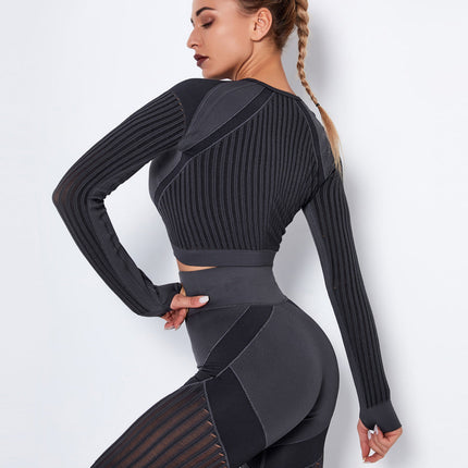 Aether | Women’s Long Sleeve Top – Sculpted Seamless Fit - Dark Grey