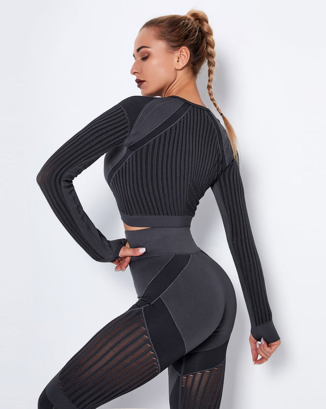 Aether | Women’s Long Sleeve Top – Sculpted Seamless Fit - Dark Grey