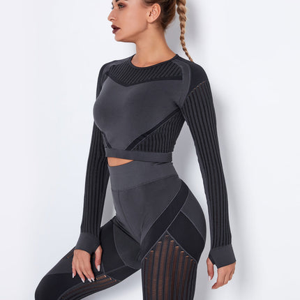 Aether | Women’s Long Sleeve Top – Sculpted Seamless Fit - Dark Grey
