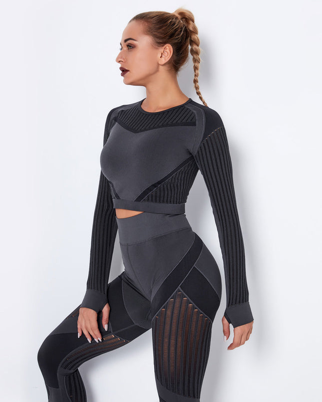 Aether | Women’s Long Sleeve Top – Sculpted Seamless Fit - Dark Grey