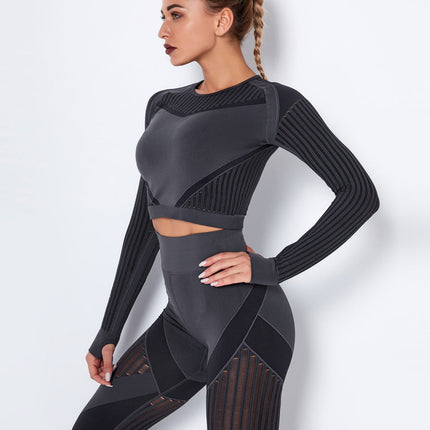Aether | Women’s Long Sleeve Top – Sculpted Seamless Fit - Dark Grey