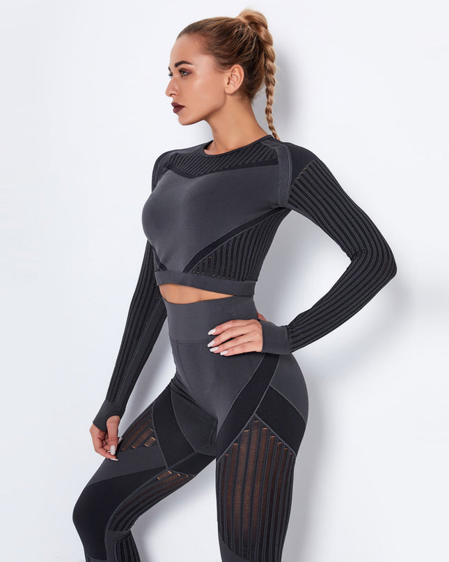 Aether | Women’s Long Sleeve Top – Sculpted Seamless Fit - Dark Grey