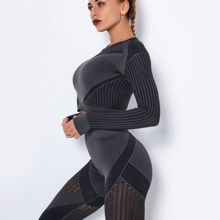 Aether | Women’s Long Sleeve Top – Sculpted Seamless Fit - Dark Grey