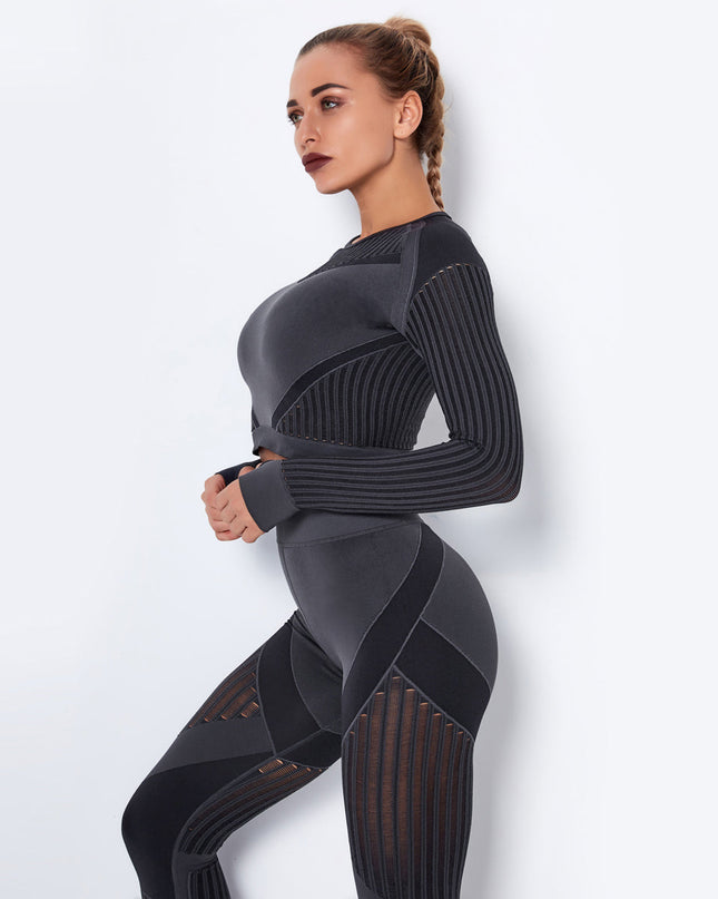 Aether | Women’s Long Sleeve Top – Sculpted Seamless Fit - Dark Grey