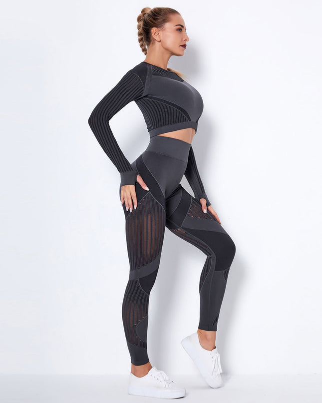 Aether | Women’s Long Sleeve Top – Sculpted Seamless Fit - Dark Grey