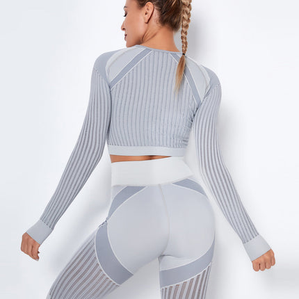 Aether | Women’s Long Sleeve Top – Sculpted Seamless Fit - Gray