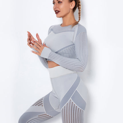 Aether | Women’s Long Sleeve Top – Sculpted Seamless Fit - Gray