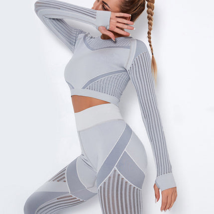 Aether | Women’s Long Sleeve Top – Sculpted Seamless Fit - Gray