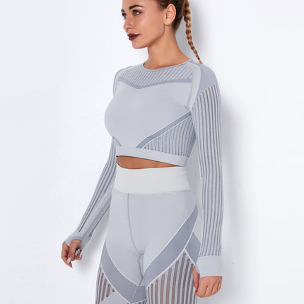 Aether | Women’s Long Sleeve Top – Sculpted Seamless Fit - Gray