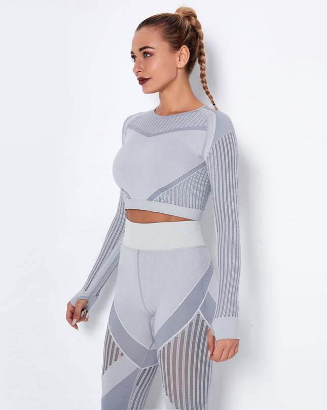 Aether | Women’s Long Sleeve Top – Sculpted Seamless Fit - Gray