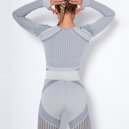 Aether | Women’s Long Sleeve Top – Sculpted Seamless Fit - Gray