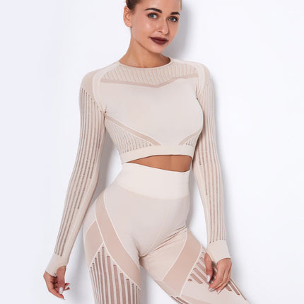 Aether | Women’s Long Sleeve Top – Sculpted Seamless Fit - Khaki