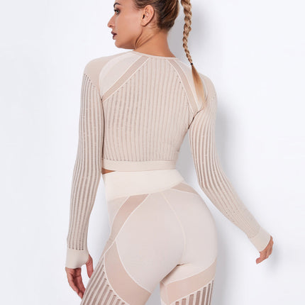 Aether | Women’s Long Sleeve Top – Sculpted Seamless Fit - Khaki