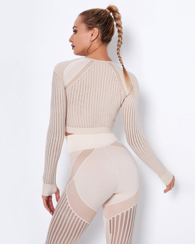 Aether | Women’s Long Sleeve Top – Sculpted Seamless Fit - Khaki