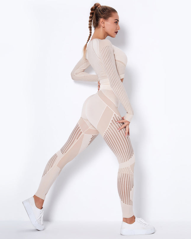 Aether | Women’s Long Sleeve Top – Sculpted Seamless Fit - Khaki