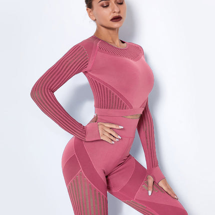 Aether | Women’s Long Sleeve Top – Sculpted Seamless Fit - Pink