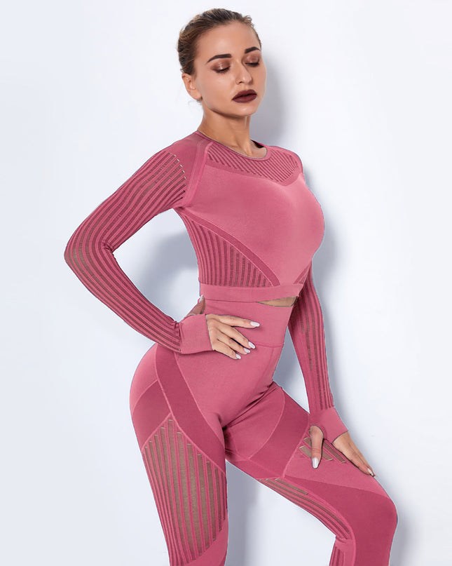 Aether | Women’s Long Sleeve Top – Sculpted Seamless Fit - Pink