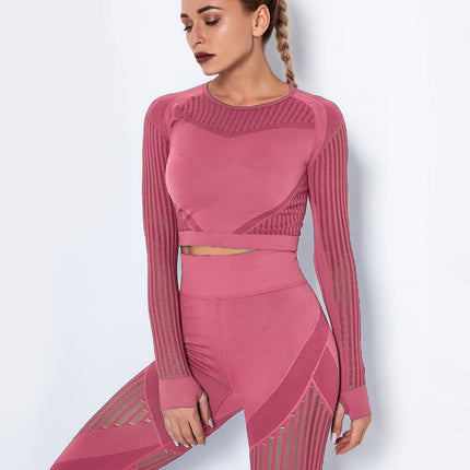 Aether | Women’s Long Sleeve Top – Sculpted Seamless Fit - Pink