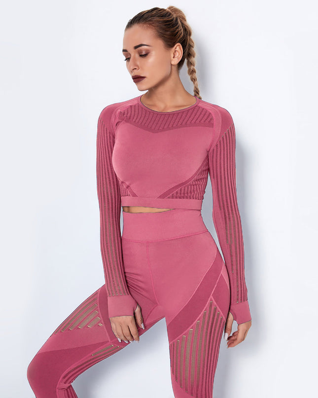 Aether | Women’s Long Sleeve Top – Sculpted Seamless Fit - Pink