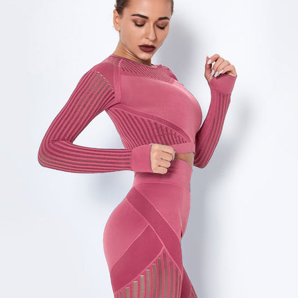 Aether | Women’s Long Sleeve Top – Sculpted Seamless Fit - Pink