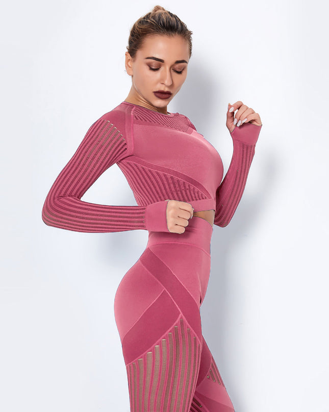 Aether | Women’s Long Sleeve Top – Sculpted Seamless Fit - Pink