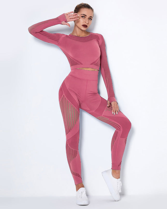 Aether | Women’s Long Sleeve Top – Sculpted Seamless Fit - Pink