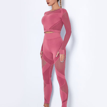 Aether | Women’s Long Sleeve Top – Sculpted Seamless Fit - Pink