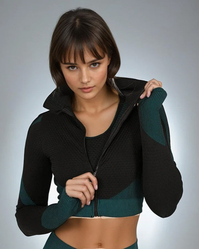 Aligné | Women’s Seamless Long Sleeve Top – Sculpted Comfort Fit - Teal