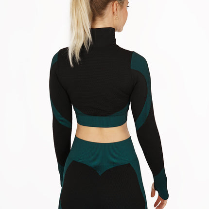 Aligné | Women’s Seamless Long Sleeve Top – Sculpted Comfort Fit - Teal