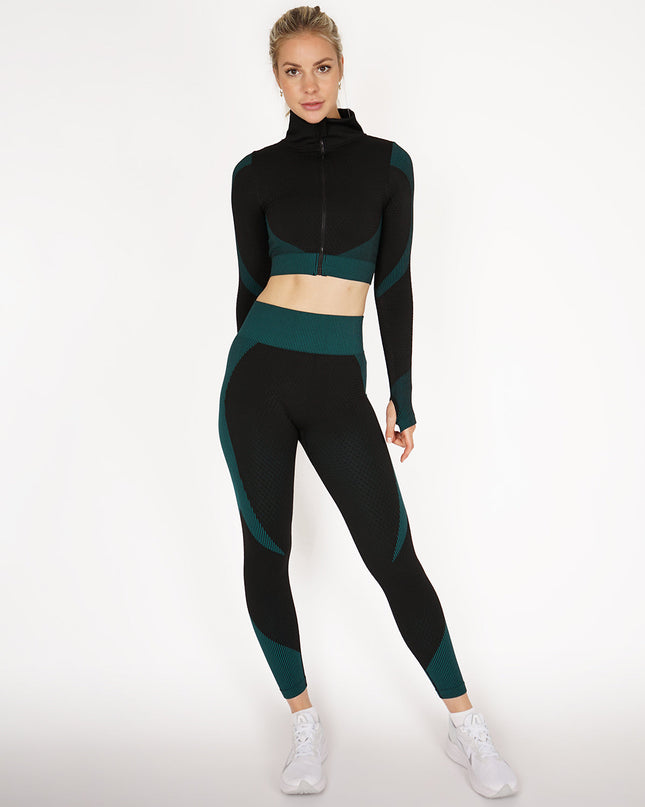 Aligné | Women’s Seamless Long Sleeve Top – Sculpted Comfort Fit - Teal